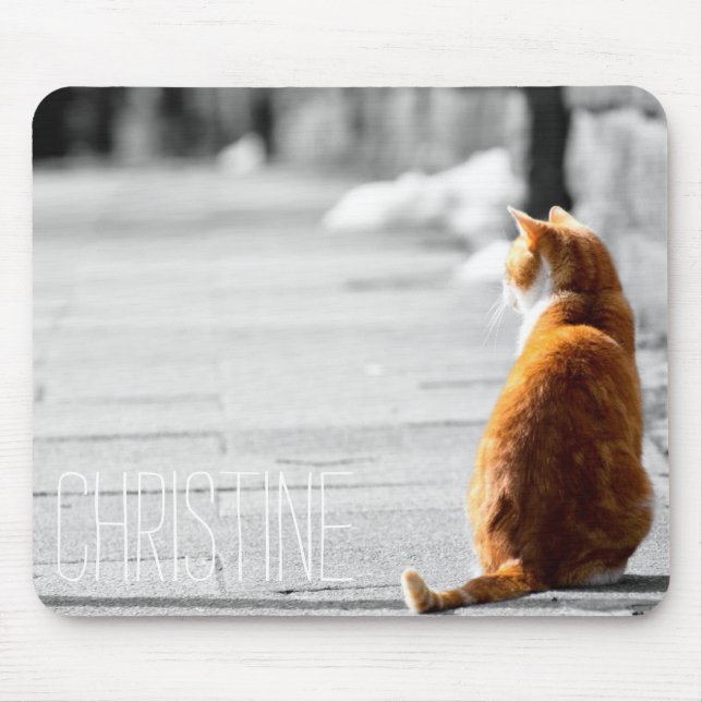 Cute orange cat photo custom name create your own mouse pad (Front)