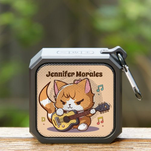 Cute Orange Cat Playing Guitar Personalize Bluetooth Speaker