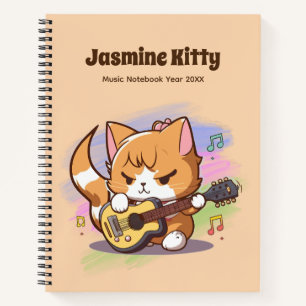 Cute Orange Cat Playing Guitar (Personalize) Notebook