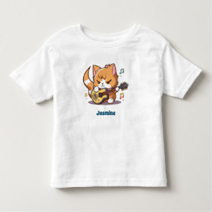 Cute Orange Cat Playing Guitar Toddler T-shirt