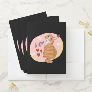 Cute orange cat pocket folder
