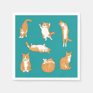 Cute Orange Cat Poses Napkins