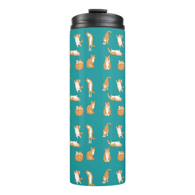 Cute Orange Cat Poses Thermal Tumbler (Front)