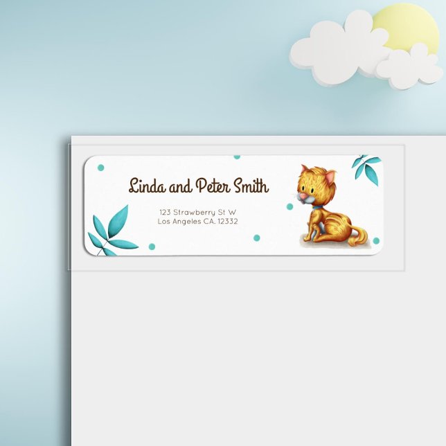 Cute Orange Cat Return Address Label (Creator Uploaded)