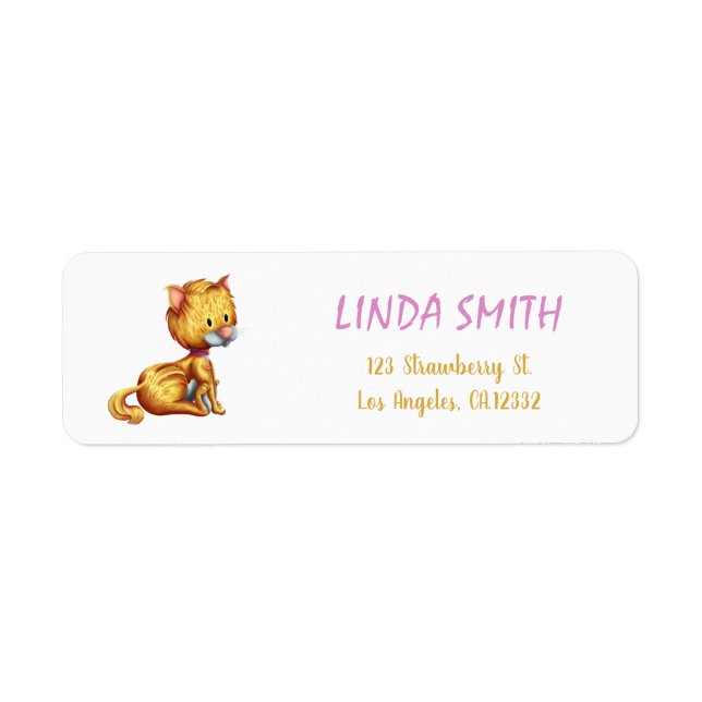 Cute Orange Cat Return Address Label (Front)