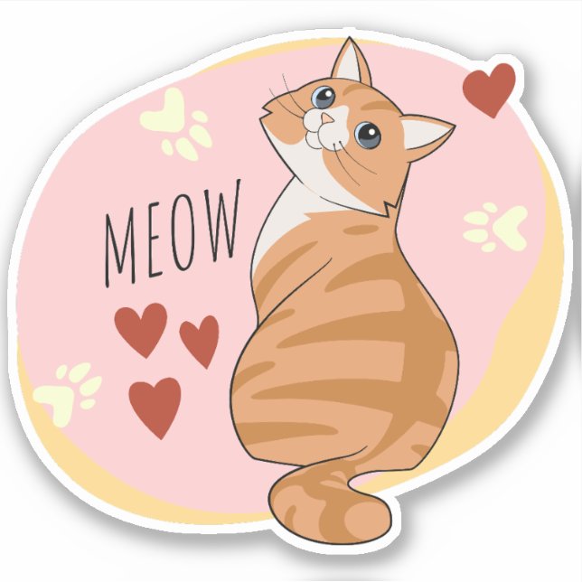 Cute orange cat sticker (Front)