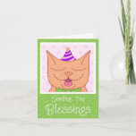 Cute Orange Cat With Birthday Hat Blessings Card