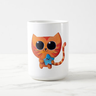 Cute Orange Cat with Star Coffee Mug
