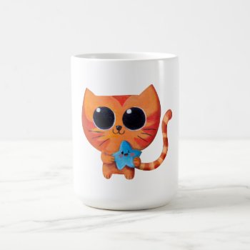 Cute Orange Cat With Star Coffee Mug by colonelle at Zazzle