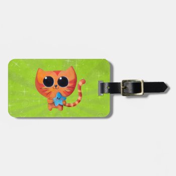 Cute Orange Cat With Star Luggage Tag by colonelle at Zazzle
