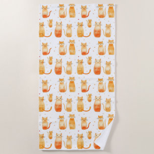 Cute Orange Cats Beach Towel