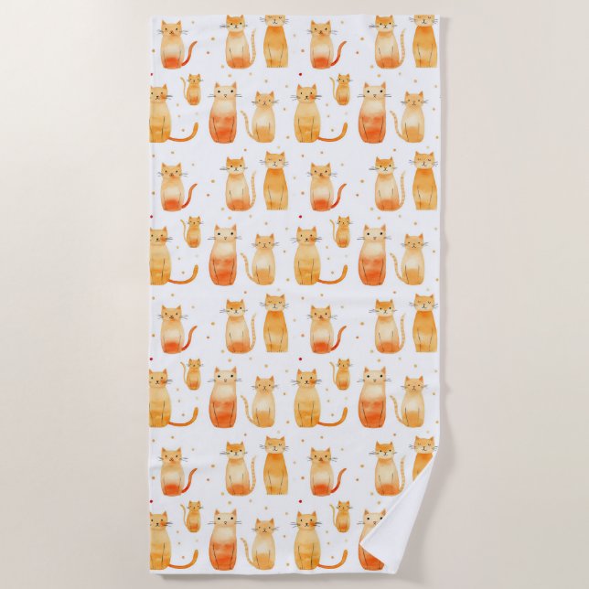 Cute Orange Cats Beach Towel (Front)