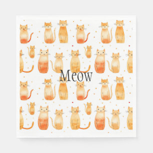 Cute Orange Cats Birthday Paper Napkin