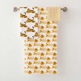Cute Orange Cats, Hearts and Bones 