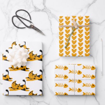 Cute Orange Cats, Hearts and Mouses
