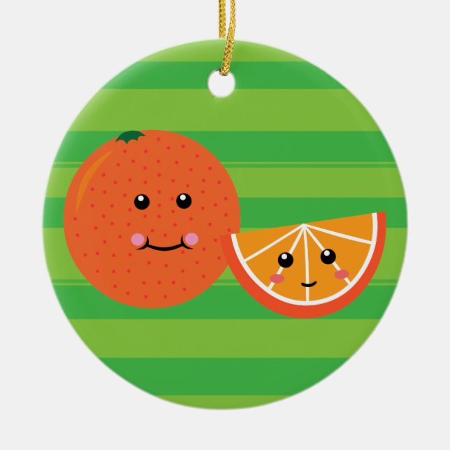 Cute Orange Ceramic Ornament (Front)
