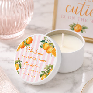 Cute Orange Citrus Baby Shower Thank you Mini Candle Favors