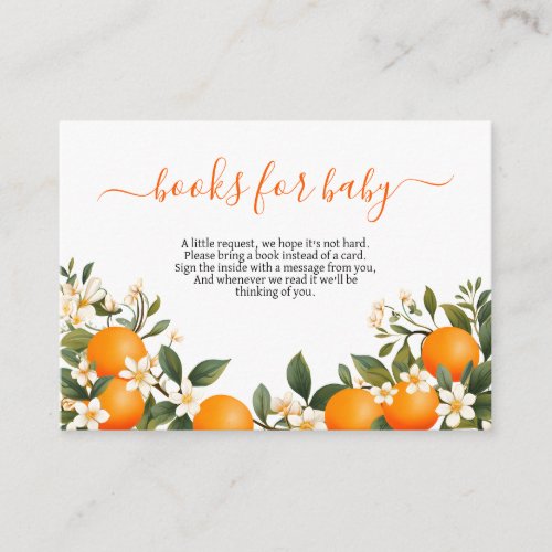 Cute Orange Citrus Books for Baby Enclosure Card