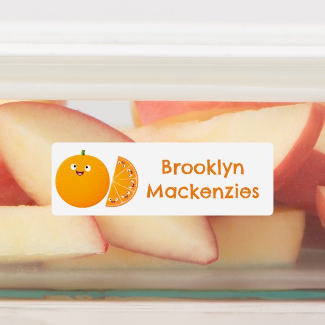 Cute orange citrus fruit cartoon personalized labels (Affixed)