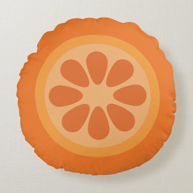 Cute Orange Citrus Fruit Round Pillow (Front)