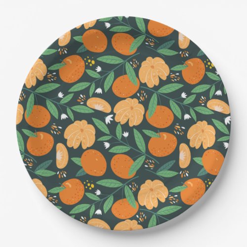 cute orange citrus party  paper plates