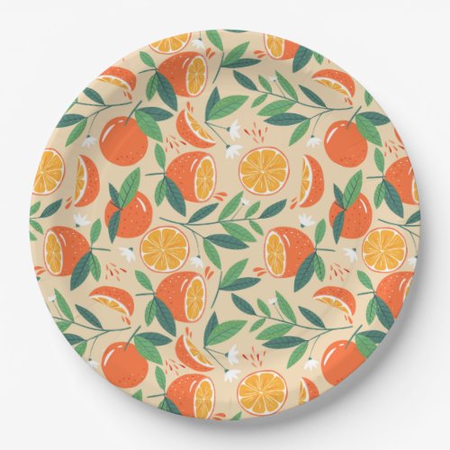 cute orange citrus tiled pattern paper plates