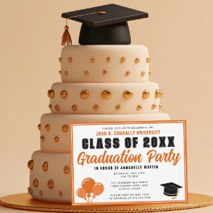 Cute Orange Class of 2026 Modern Graduation Party Invitation
