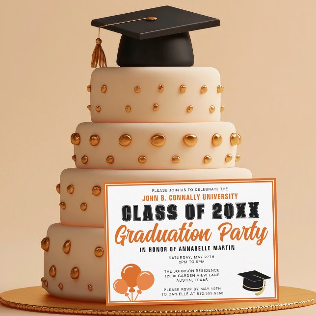 Cute Orange Class of 2026 Modern Graduation Party Invitation (Creator Uploaded)