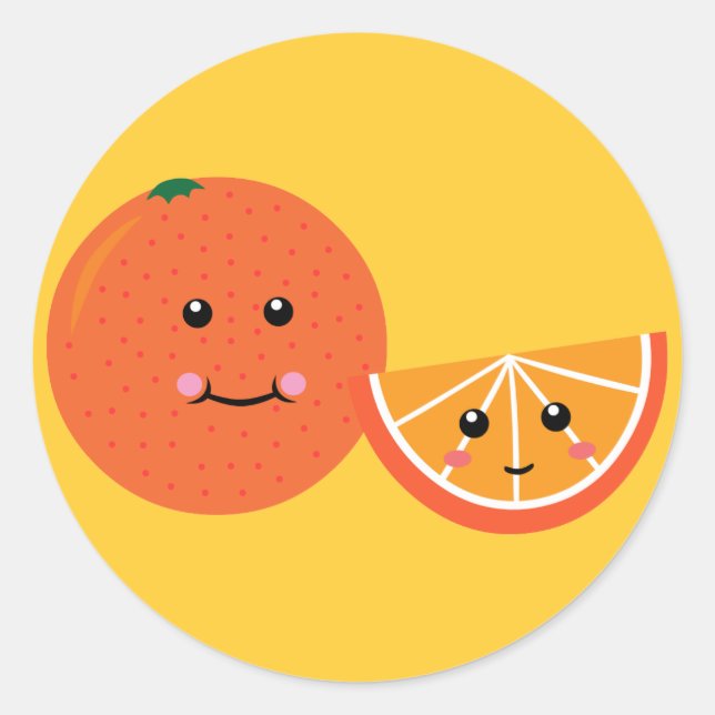 Cute Orange Classic Round Sticker (Front)