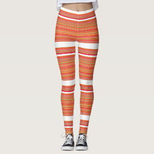 Cute orange colorful stripes leggings