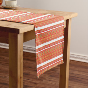 Cute orange colorful stripes short table runner