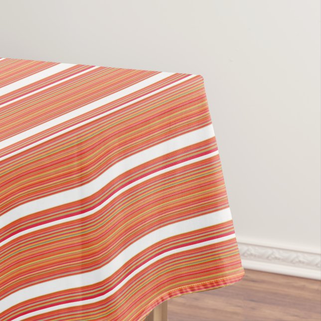 Cute orange colorful stripes tablecloth (In Situ)