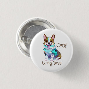 Cute Orange corgi for a positive mood Button