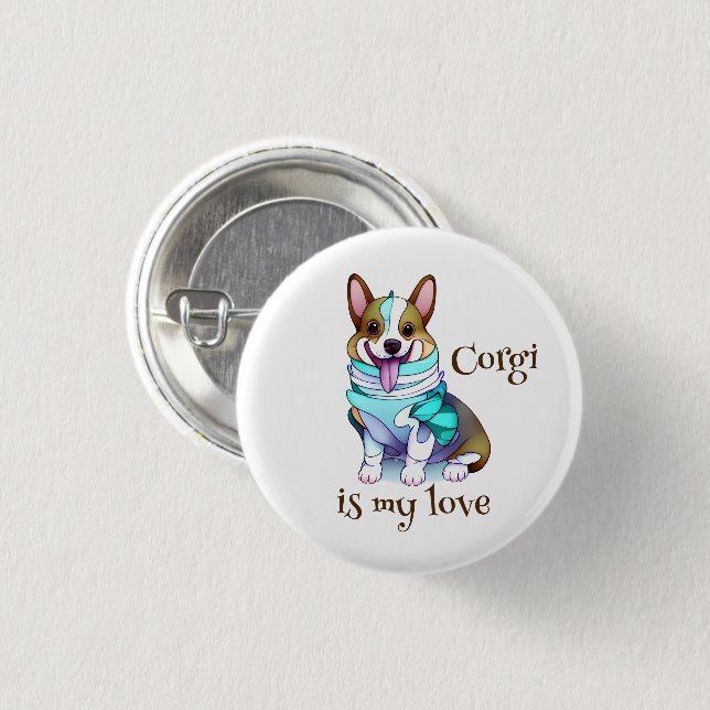 Cute Orange corgi for  a positive mood  Button (Front & Back)