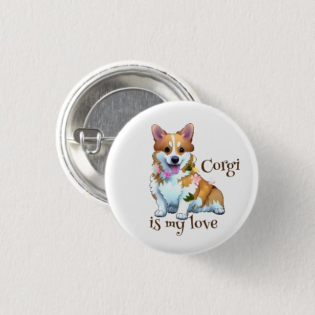 Cute Orange corgi for  a positive mood  Button (Front & Back)