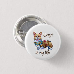 Cute Orange corgi for a positive mood Button