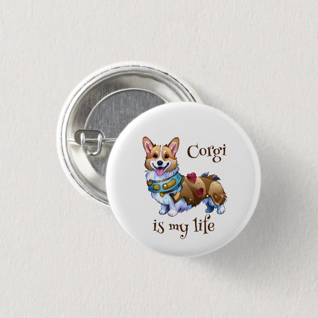 Cute Orange corgi for  a positive mood  Button (Front & Back)