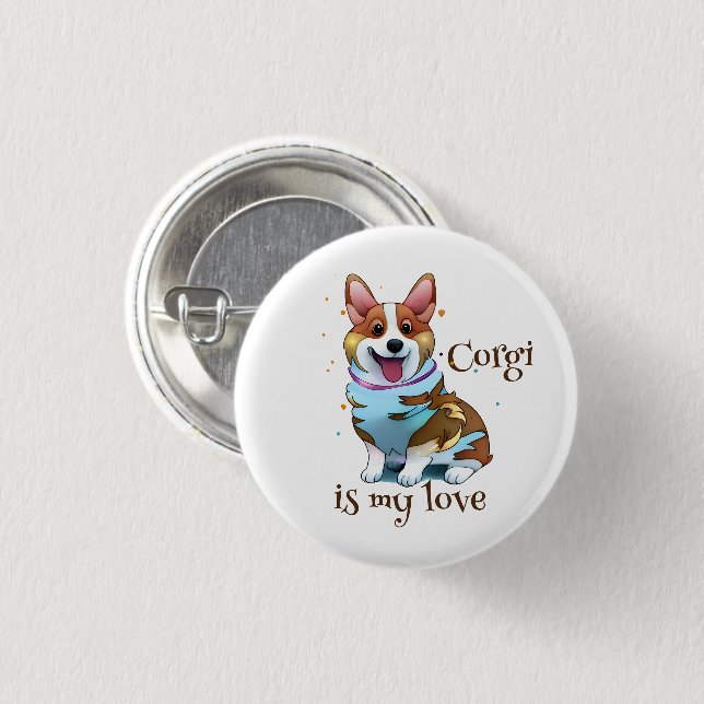 Cute Orange corgi for  a positive mood  Button (Front & Back)