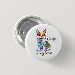 Cute Orange corgi for a positive mood Button
