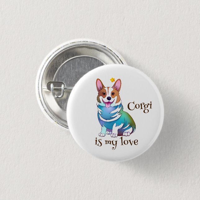 Cute Orange corgi for  a positive mood  Button (Front & Back)