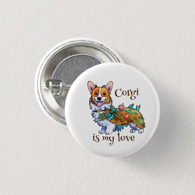 Cute Orange corgi for  a positive mood  Button (Front & Back)