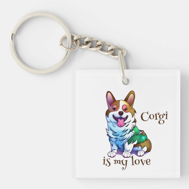Cute Orange corgi for  a positive mood  Keychain (Front)
