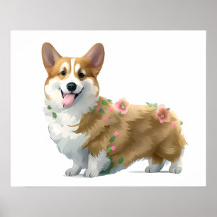 Cute Orange corgi for  a positive mood    Poster