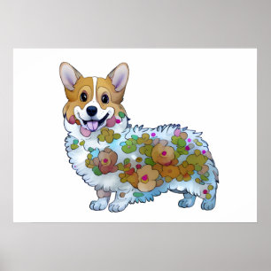 Cute Orange corgi for  a positive mood   Poster