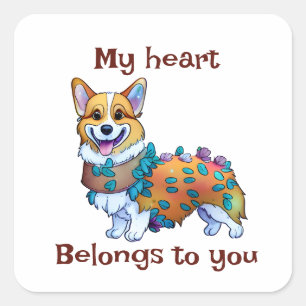 Cute Orange corgi for a positive mood Square Sticker