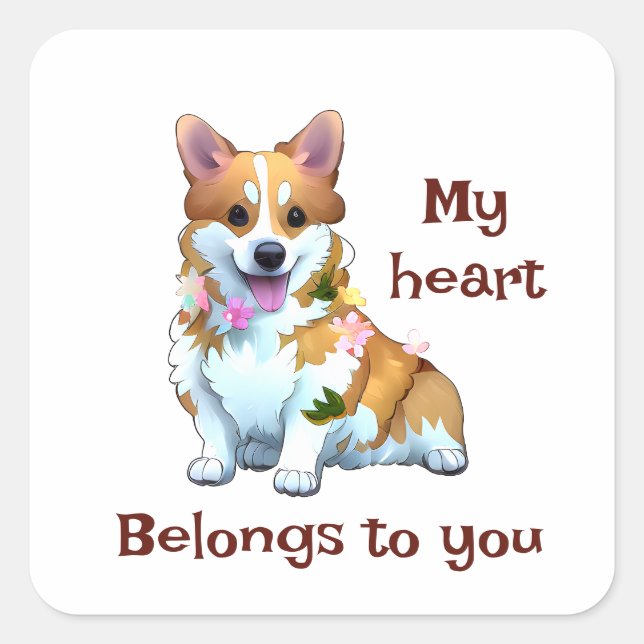Cute Orange corgi for a positive mood Square Sticker (Front)