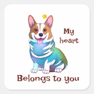 Cute Orange corgi for a positive mood Square Sticker