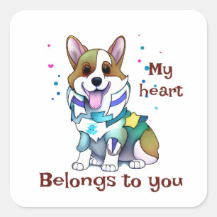 Cute Orange corgi for a positive mood Square Sticker