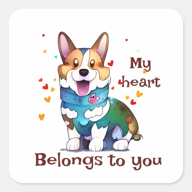 Cute Orange corgi for a positive mood Square Sticker (Front)