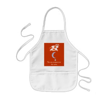 Cute Orange Cow Jumping Over The Moon Kids' Apron by Molly_Sky at Zazzle